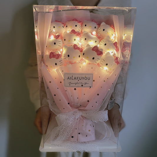 情人節禮物 生日禮物 超特別可愛卡通公仔花束LED透明禮盒(需要其他款式可聯繫客服購買)