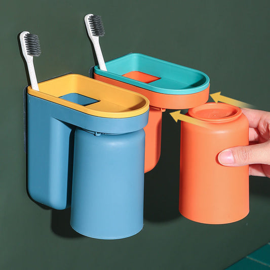 壁掛式輕奢牙刷置物架 免打孔牙刷架 衛生間洗漱收納